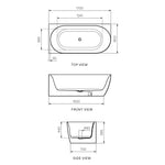 Ellisse 1700 Wall Faced Freestanding Bath (Right Hand Curve)