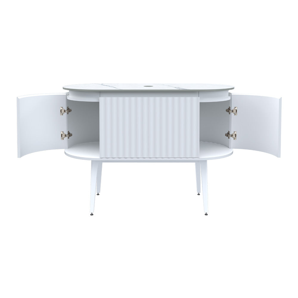 Abbraccio 1200 Wall Cabinet with Legs Matt White with Porcelain Top