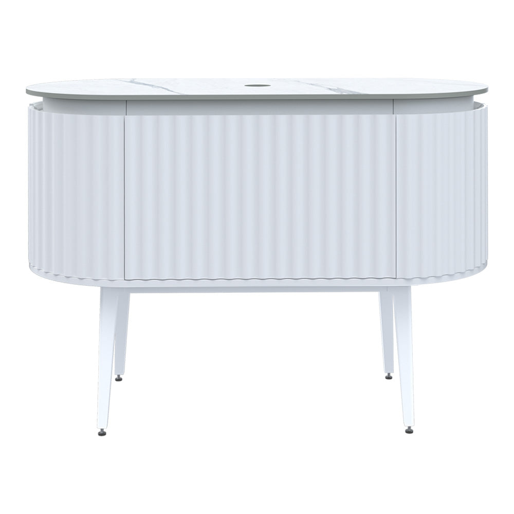 Abbraccio 1200 Wall Cabinet with Legs Matt White with Porcelain Top
