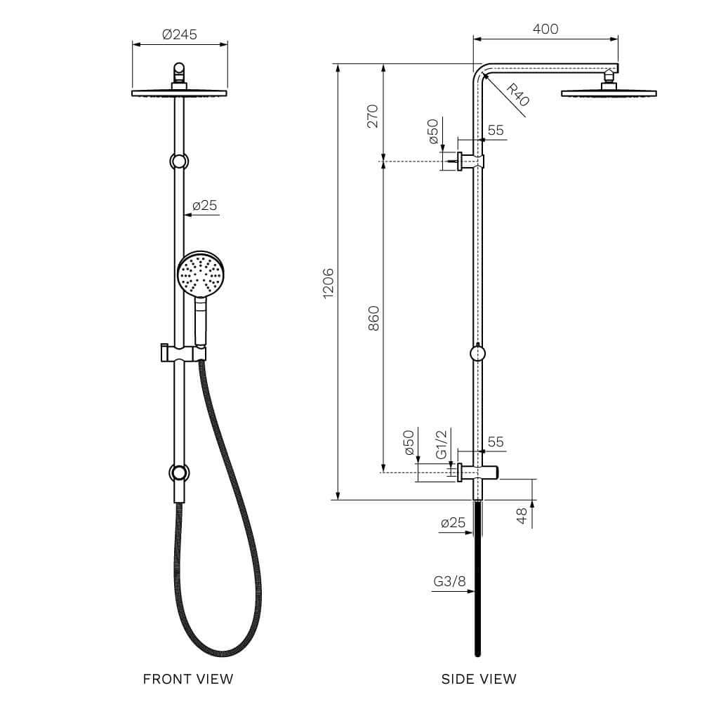 Envy II Shower Column with Sliding Rail Fucile PARISI Showers