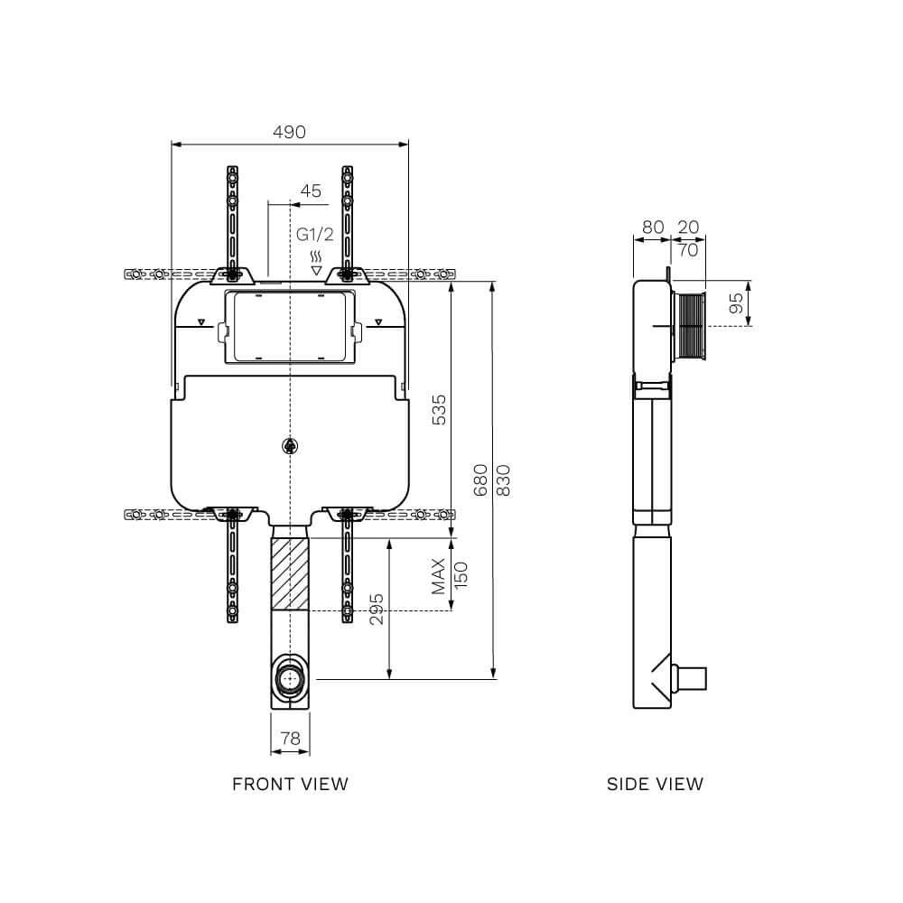 Front Flush Concealed Cistern (Mechanical) PARISI Toilets