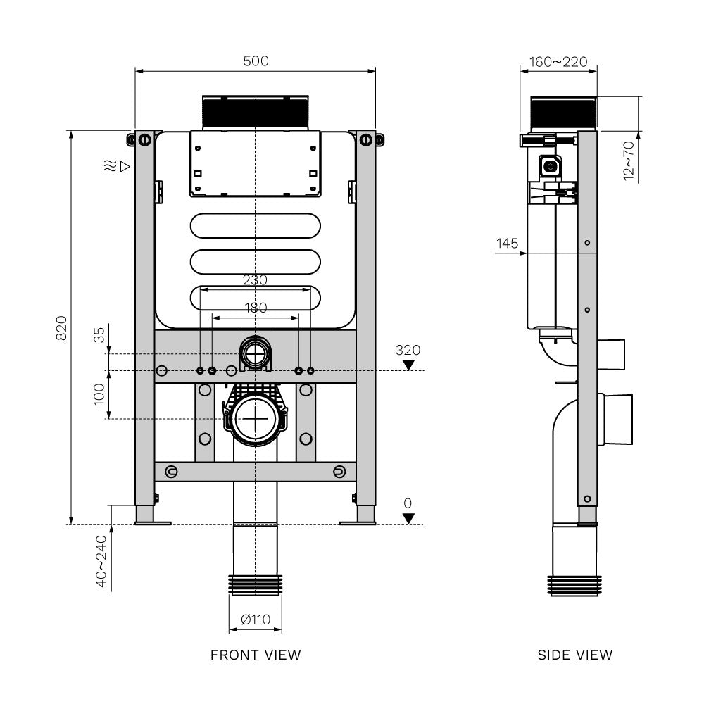 Incasso Front/Top Flush Concealed Cistern Metal Frame PARISI Toilets