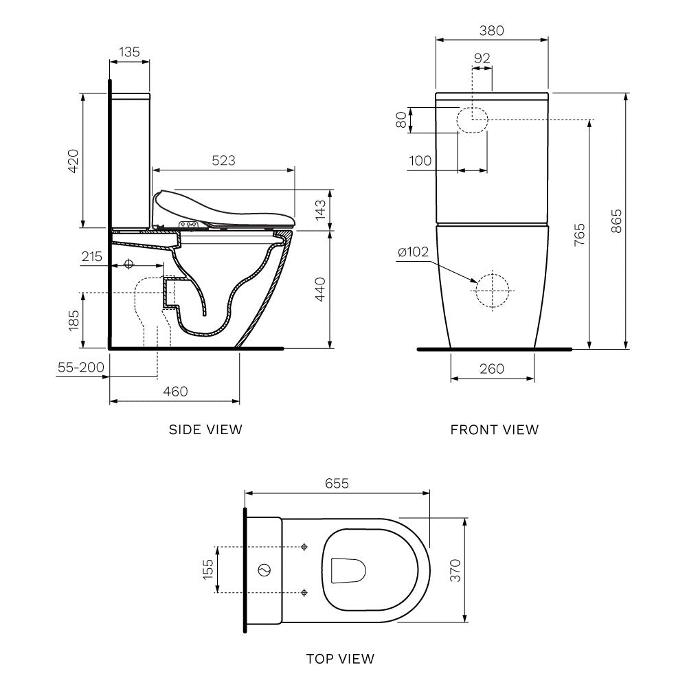 Aqua Intelligent Toilet Suite (Bottom Inlet Bidet Seat)