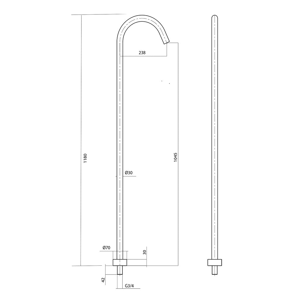 Tondo Freestanding Basin Spout 1045mm - Bathroom Tapware