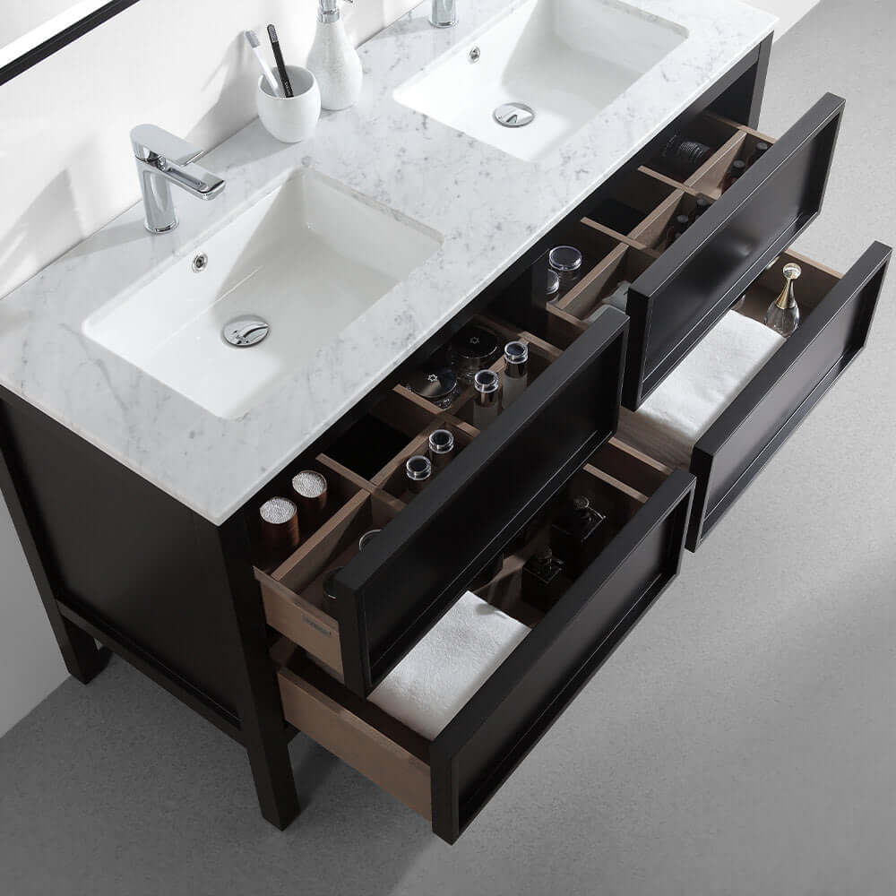 Arrivo 1400 Floor Cabinet with Double Marble Top - Vanity Cabinets