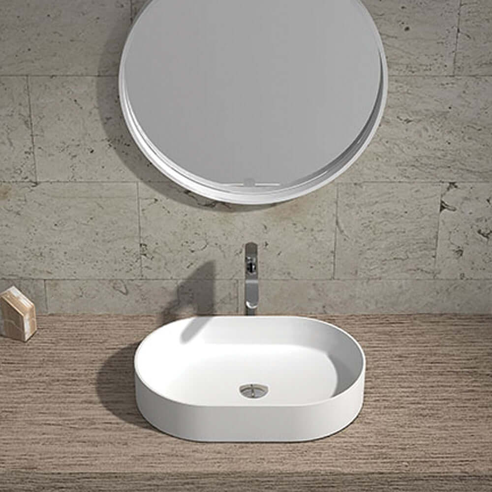 Fino Oval Solid Surface 58 Wash Basin - Bathroom Furniture