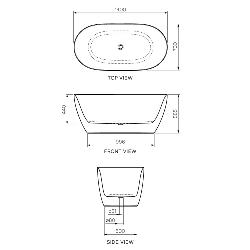 Ellisse 1400 Freestanding Bath