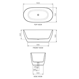 Ellisse 1400 Freestanding Bath