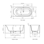 Linfa 1400 Corner Left Side Freestanding Bath with Overflow