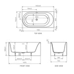 Linfa 1400 Corner Right Side Freestanding Bath with Overflow