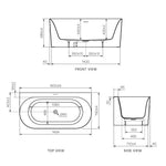 Linfa 1500 Back-to-Wall Freestanding Bath with Overflow