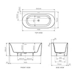 Linfa 1500 Back-to-Wall Freestanding Bath with Overflow