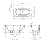 Linfa 1500 Corner Left Side Freestanding Bath with Overflow