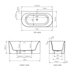 Linfa 1700 Corner Right Side Freestanding Bath with Overflow