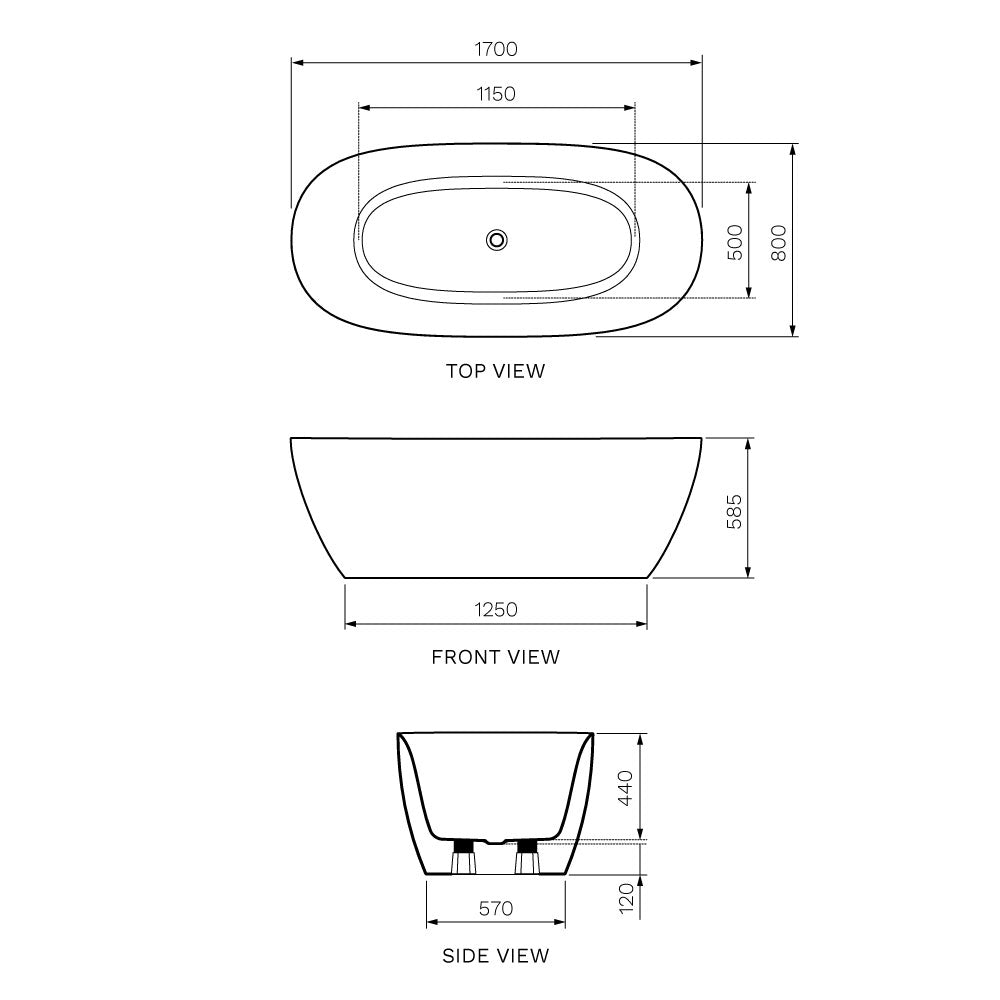 Ellisse 1700 Freestanding Bath