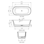 Hermitage 1700 Freestanding Bath with Overflow
