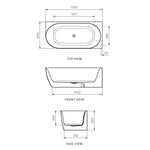 Ellisse 1700 Wall Faced Freestanding Corner Bath (Left Hand Curve)