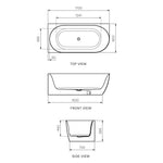 Ellisse 1700 Wall Faced Freestanding Corner Bath (Right Hand Curve)