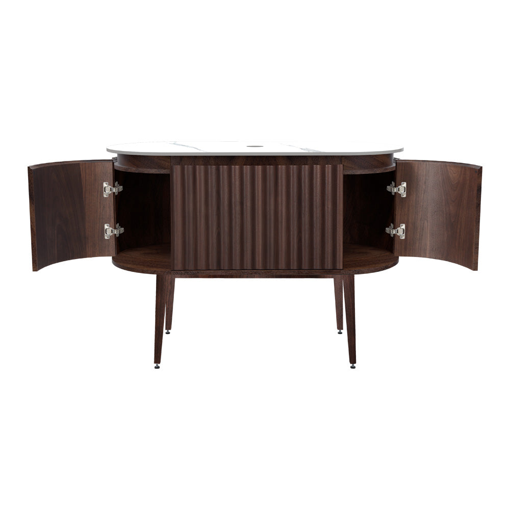Abbraccio 1200 Wall Cabinet with Legs Black Walnut with Porcelain Top