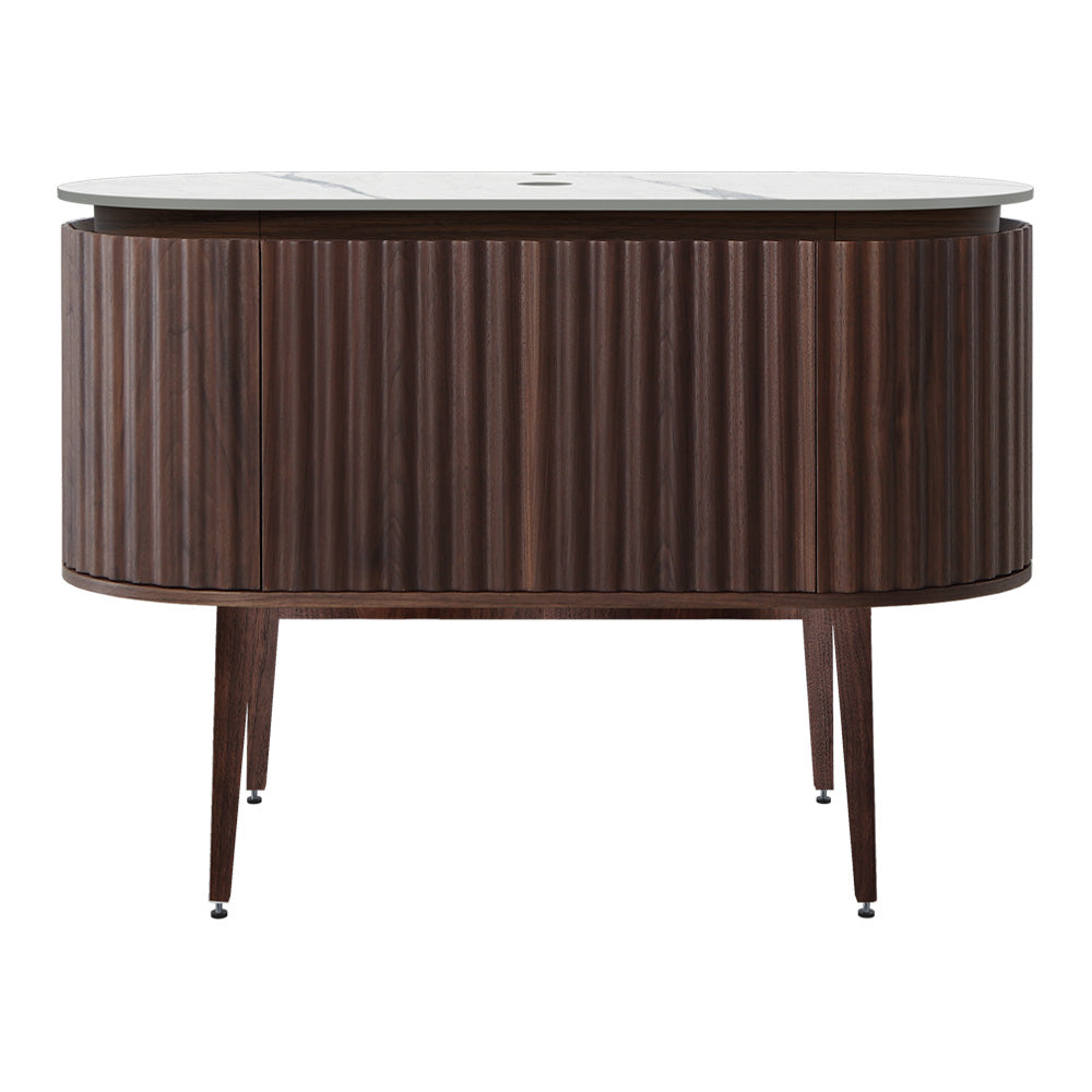 Abbraccio 1200 Wall Cabinet with Legs Black Walnut with Porcelain Top