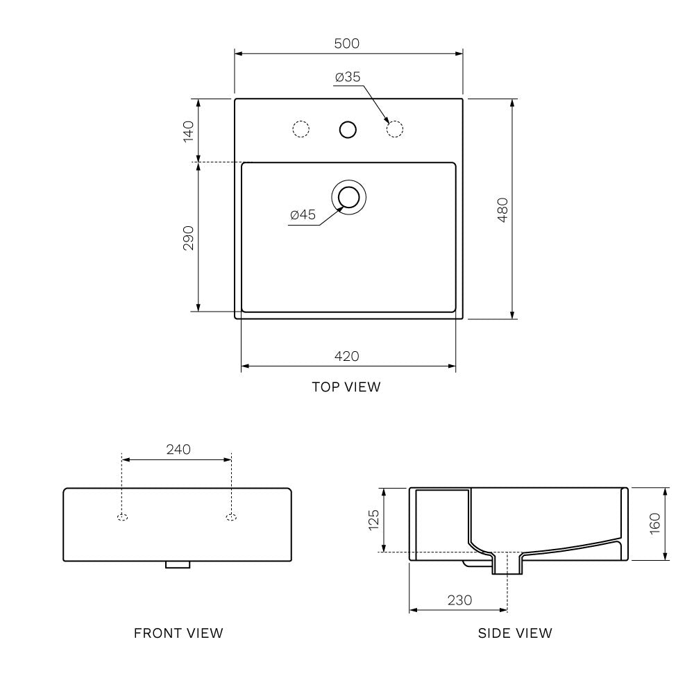 Quadro 50 Bench Basin - PARISI Basins