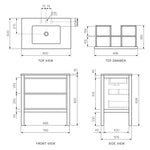 Arrivo 800 Floor Cabinet with Marble Top and Wash Basin