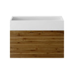 Bam 60 Wall Mounted Solid Surface Wash Basin with Bamboo Cabinet