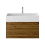 Bam 60 Wall Mounted Solid Surface Wash Basin with Bamboo Cabinet