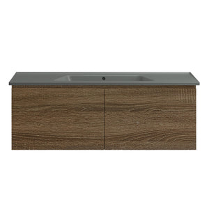 Bloom 1200 Wall Cabinet Moka with Italian Ceramic Wash Basin