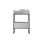 Como Frame 60 Floor Cabinet Single Drawer Matt White with Marble Top