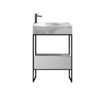 Como Frame 60 Floor Cabinet Single Drawer Matt White with Marble Top