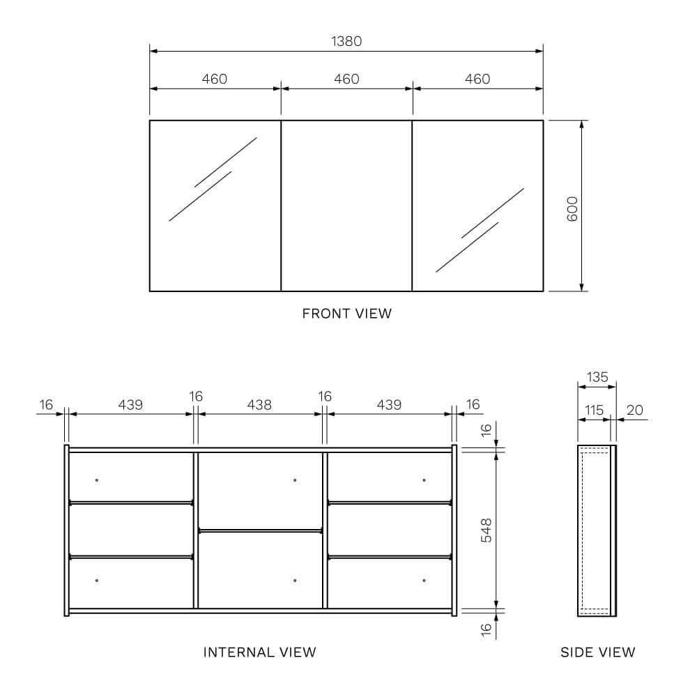 Evo 1400 Mirror Cabinet - Mirror Storage