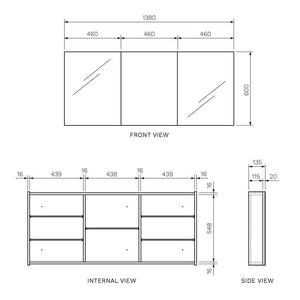 Evo 1400 Mirror Cabinet - Mirror Storage