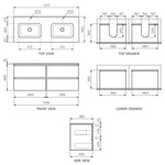 Evo II 1200 Wall Cabinet with Double Bowl Ceramic Top
