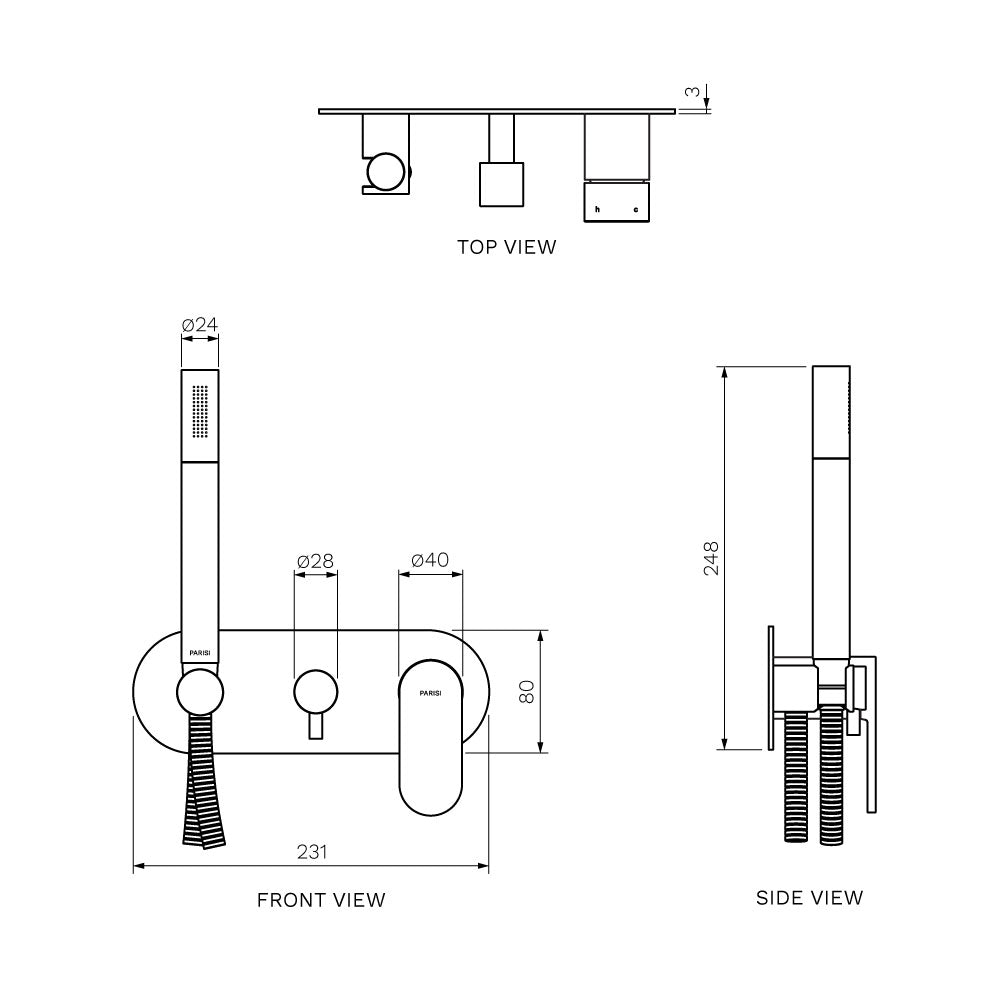 Elli II Wall Mixer with 2-Way Diverter and Handshower