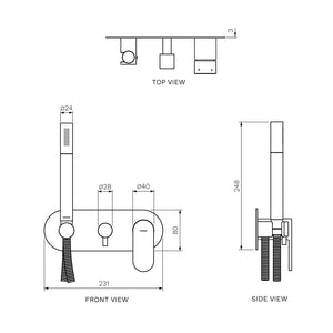 Elli II Wall Mixer with 2-Way Diverter and Handshower