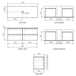 Evo 1200 Wall Cabinet with Single Crystal Top