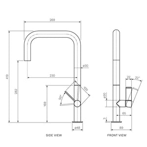 Ergo 30 Kitchen Mixer with Square Spout