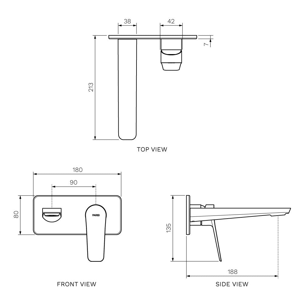 Float Wall Mixer with 180mm Spout on Backplate