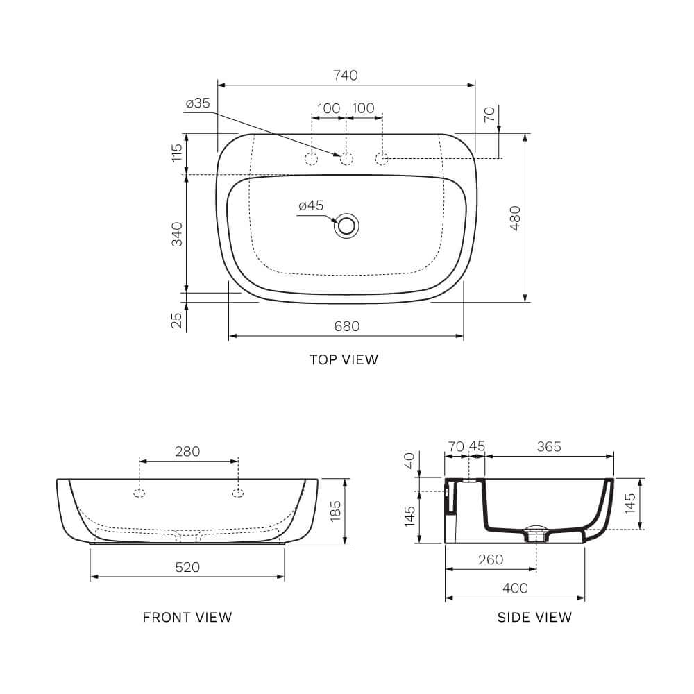 Mono 74 Bench Basin - PARISI Basins
