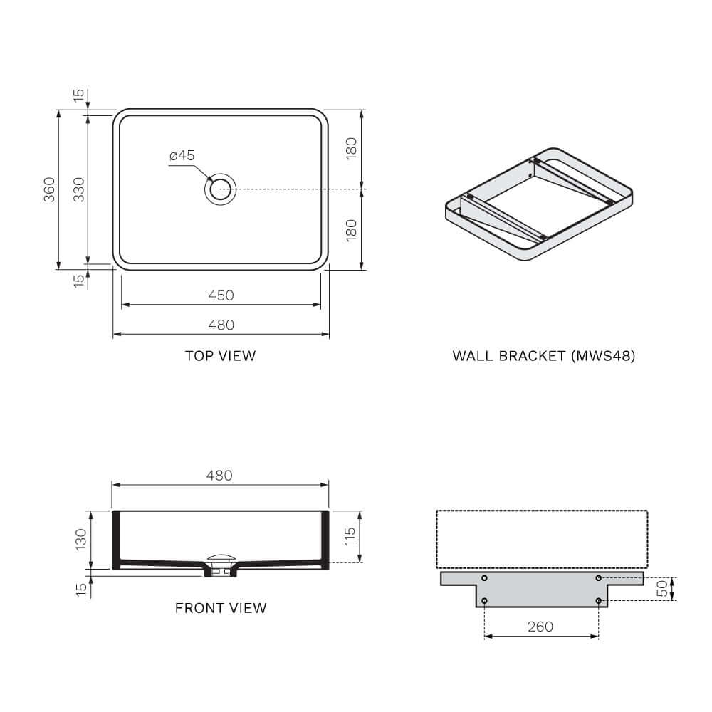 Miniwash 48 Wall Basin - PARISI Basins