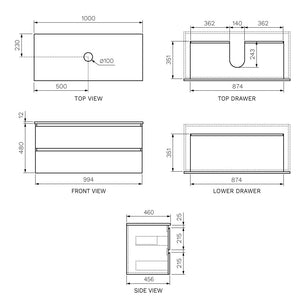 Evo + MyTop 1000 Wall Cabinet Sand Plus with Porcelain Top