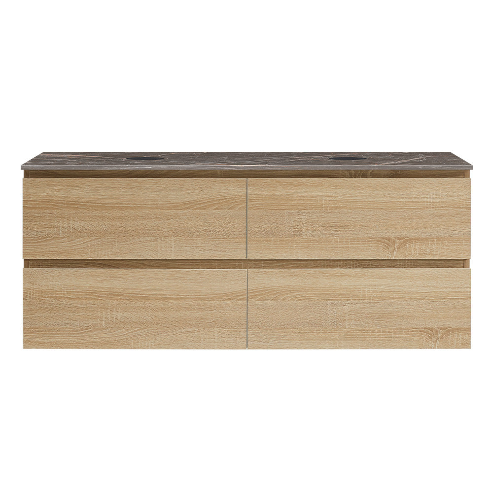 Evo + MyTop 1200 Wall Cabinet Sahara with Porcelain Top for Double Bowls