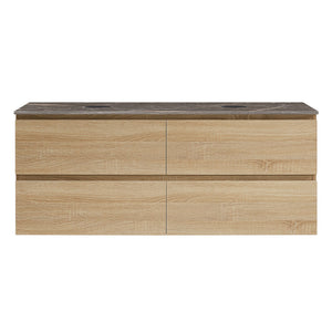 Evo + MyTop 1200 Wall Cabinet Sahara with Porcelain Top for Double Bowls