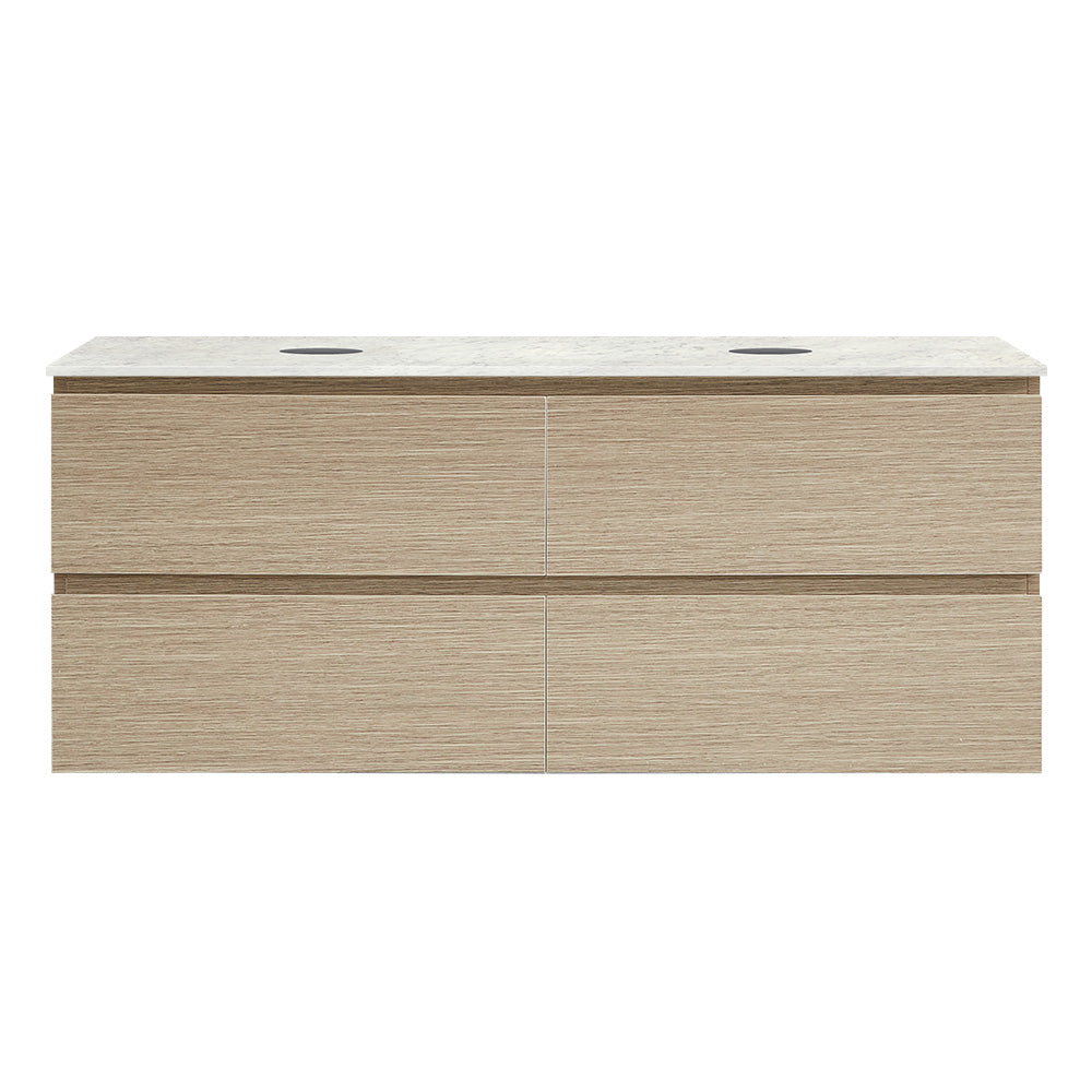 Evo + MyTop 1200 Wall Cabinet Sand Plus with Porcelain Top for Double Bowls