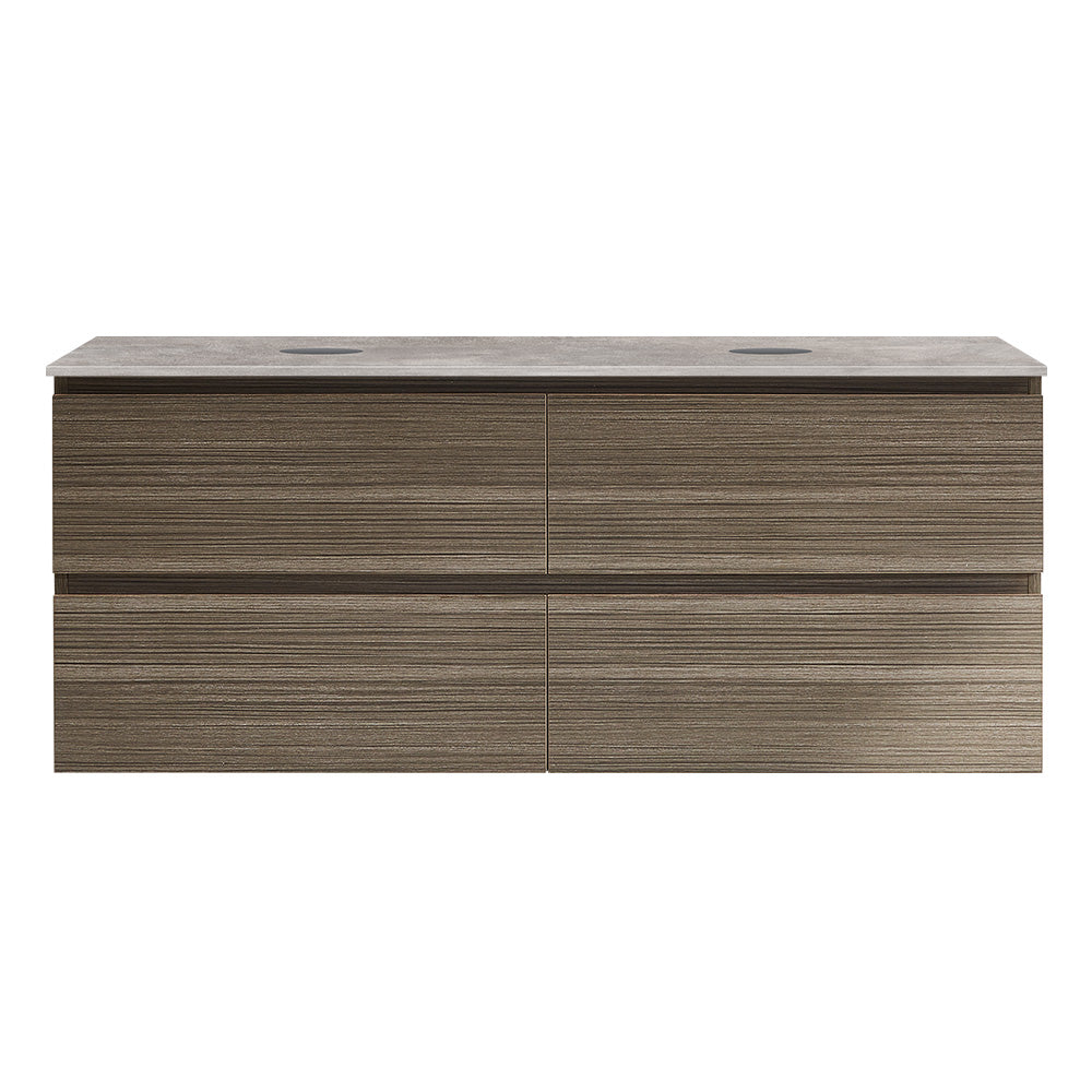 Evo + MyTop 1200 Wall Cabinet Tabacco with Porcelain Top for Double Bowls