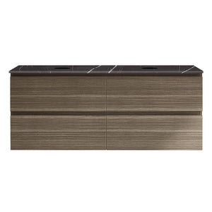 Evo + MyTop 1200 Wall Cabinet Tabacco with Porcelain Top for Double Bowls