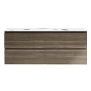 Evo + MyTop 1200 Wall Cabinet Tabacco with Porcelain Top for Double Bowls