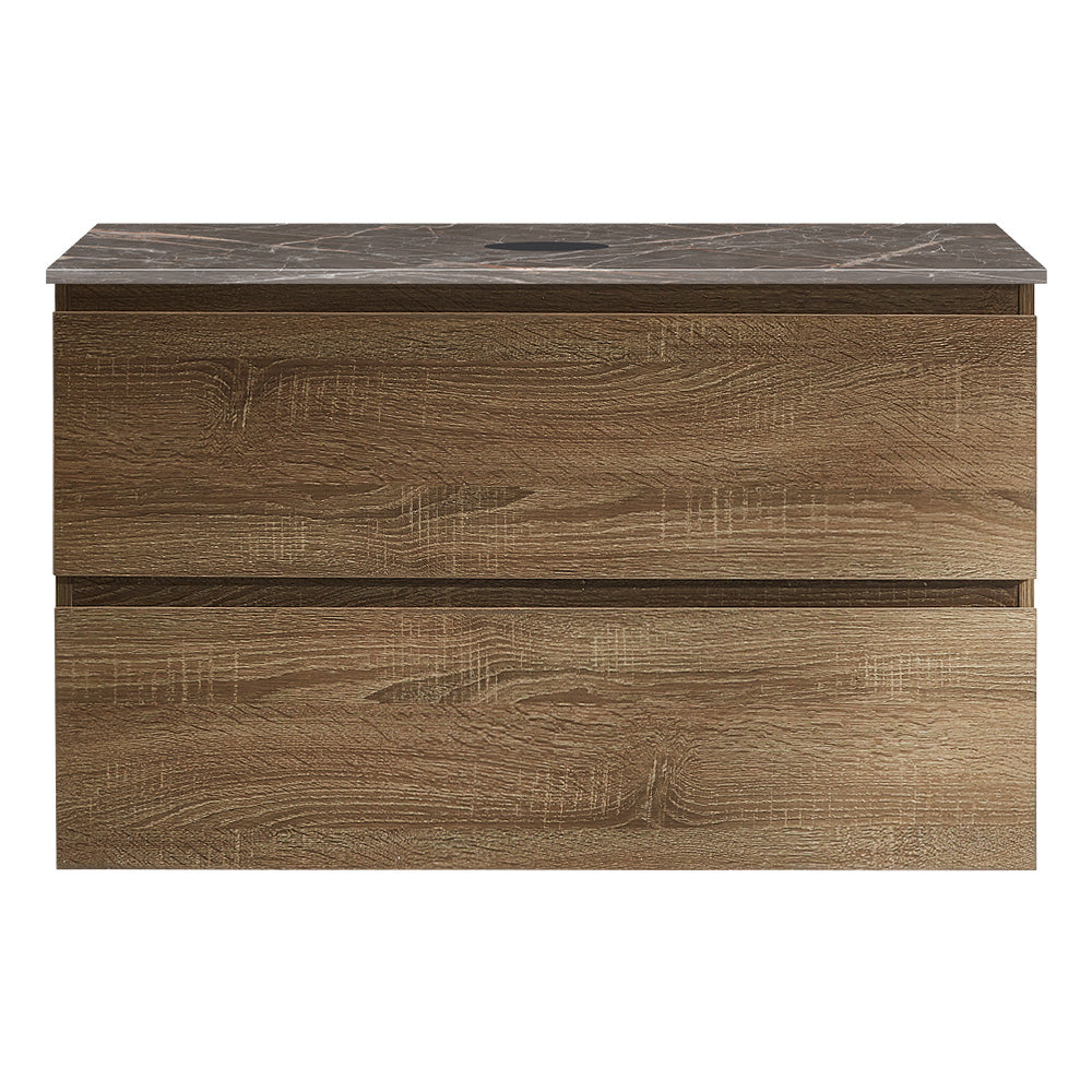Evo + MyTop 800 Wall Cabinet Moka with Porcelain Top - PARISI Vanity ...