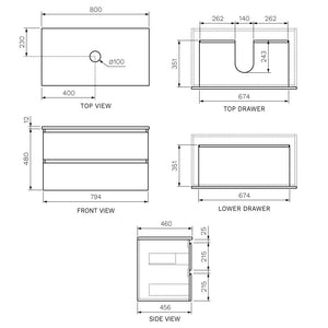 Evo + MyTop 800 Wall Cabinet Sand Plus with Porcelain Top